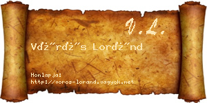 Vörös Loránd névjegykártya